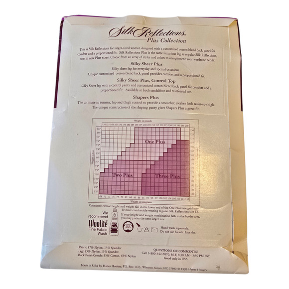 Hanes Silk Reflections Plus Collection Pantyhose Size 3 Plus Barely Black NWT - Picture 2 of 3